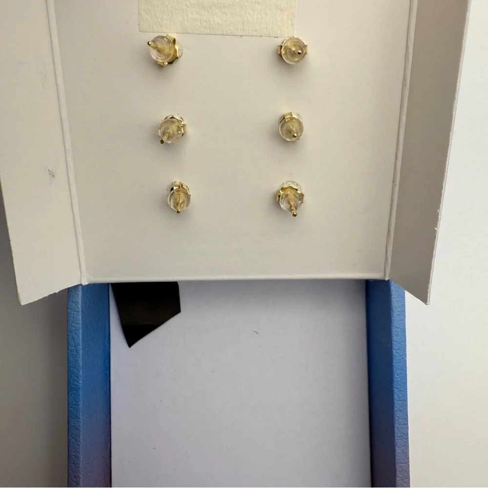 Olivia and Jackson Sterling Silver Cubic Zirconia 3-Pair Stud Earring Set w/ Box